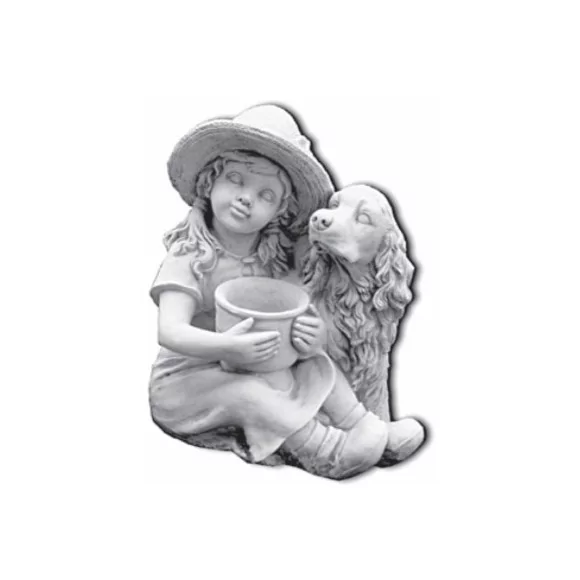 Statue fillette et son cocker - 1