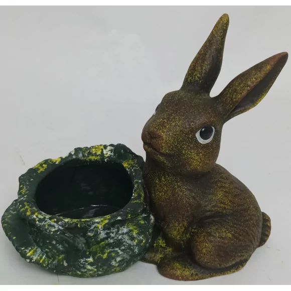 Statue lapin avec son choux - 1