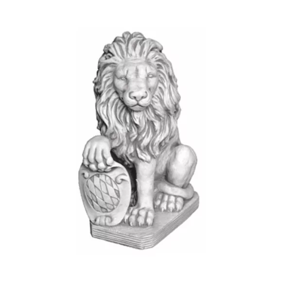 Statue lion au bouclier -957- - 1