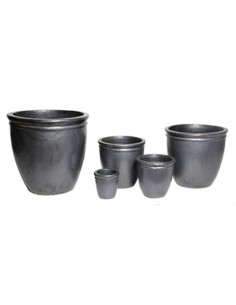 Pot en grès gris anthracite - 1
